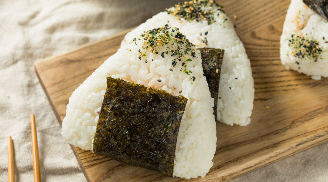 Freshly made onigiri with furikake