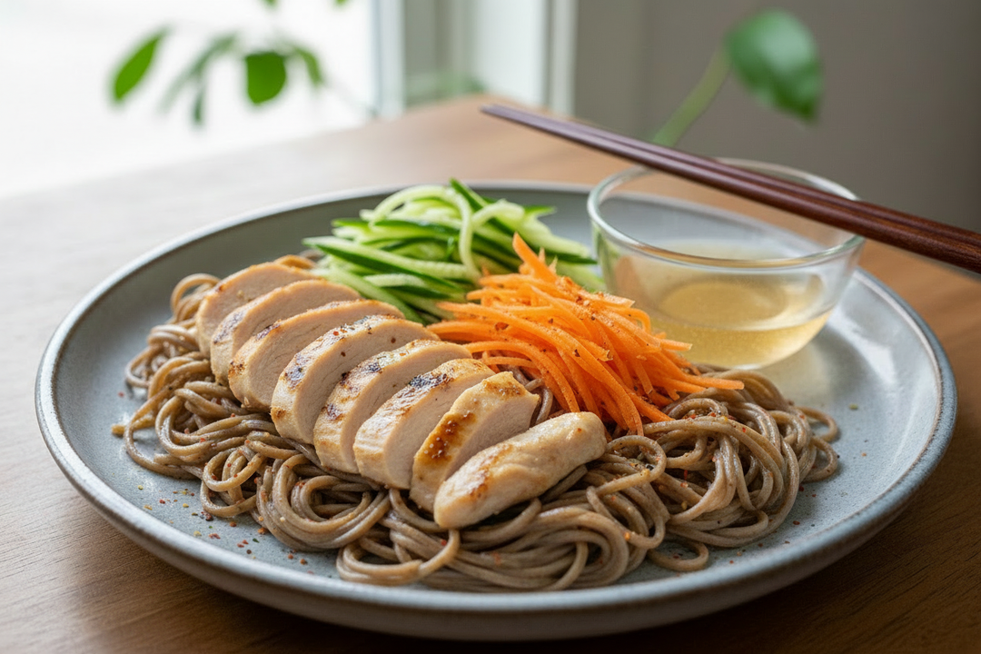 Chilled Soba Noodle Salad with Chicken and Tofu