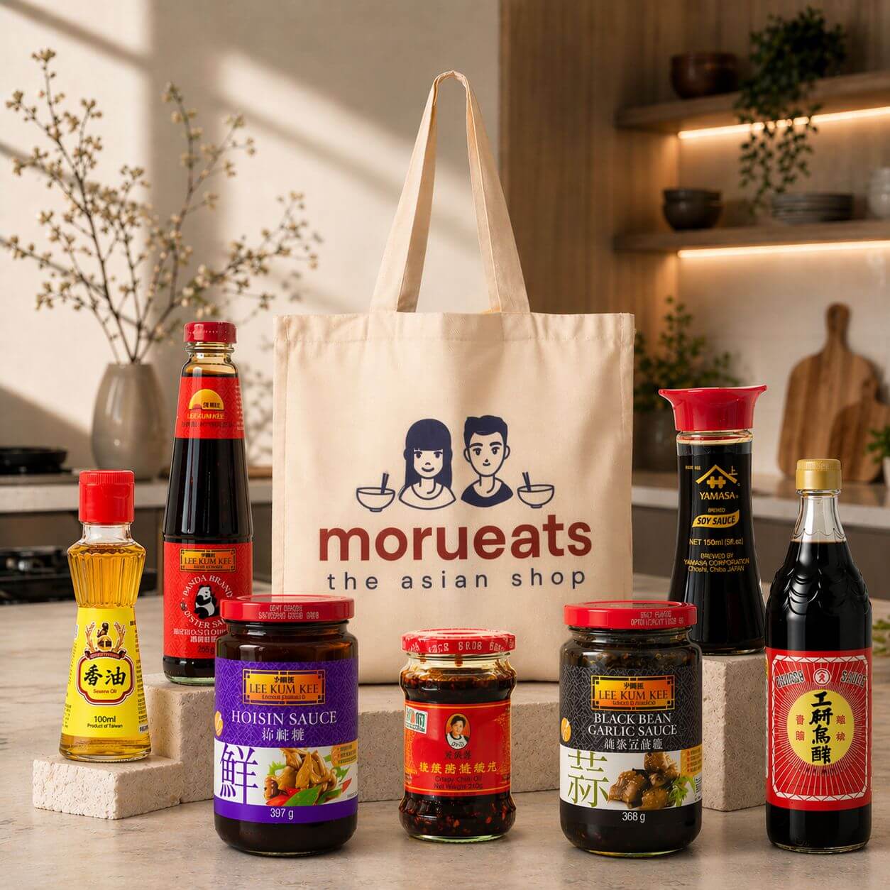 Essential Asian Cooking Sauces Gift Set Lifestyle
