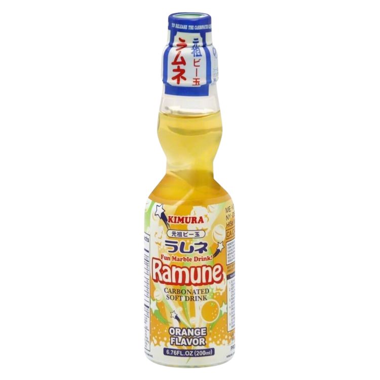 Kimura Ramune Japanese Orange Carbonated Soft Drink 200ml