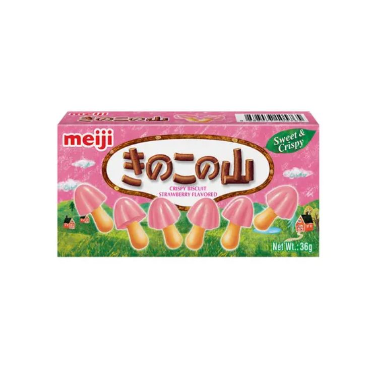 Meiji Chocorooms Strawberry Chocoate with Crispy Biscuit 36g