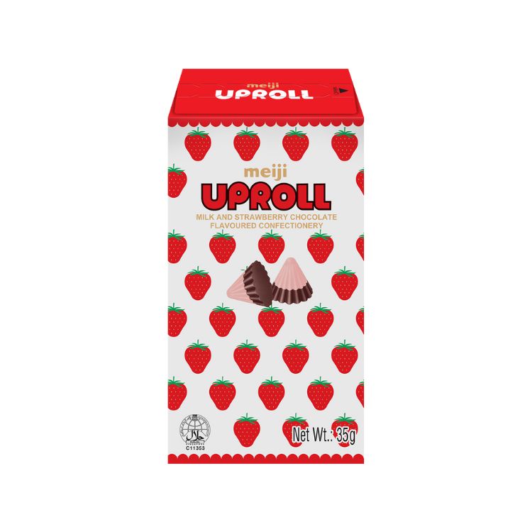 Meiji Uproll Milk and Strawberry Chocolates 35g