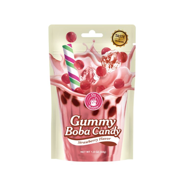 Os Bubble Strawberry Gummy Boba Candy 50g